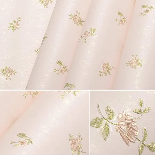 Miniatura 3 de DAWEI Papel tapiz pastoral moderno no tejido en relieve profundo 3D rosa floral para dormitorio, sala de estar, habitación de los niños, 1.73 pies