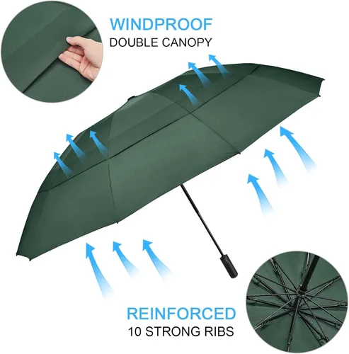 Miniatura 100 de G4Free Paraguas de golf grande de 42/46/54/62 pulgadas, paraguas compacto de viaje inverso, 10 varillas, resistente al viento para lluvia, doble