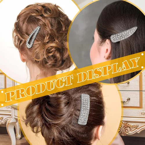 Miniatura 7 de Juexica 16 pinzas para el cabello con diamantes de imitación brillantes a presión, pasadores de diamante de cristal de 2.76 pulgadas, accesorios