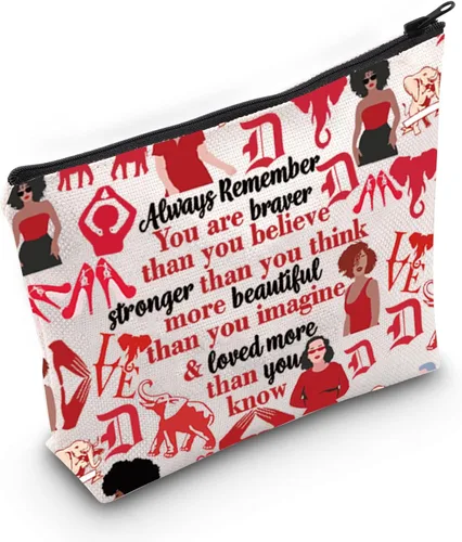 LEVLO Bolsa de maquillaje de hermandad de elefante rojo, regalos inspirados en hermandad, eres más valiente y más inteligente de lo que piensas,