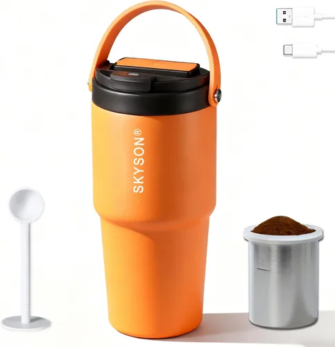 Miniatura 11 de Taza de café portátil para viajes, mini máquina de café expreso, taza térmica de 20 onzas con tapa, filtro eléctrico de extracción rápida, vaso