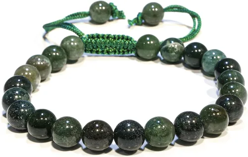 Miniatura 196 de Adjustable Crystal Bracelet – Gemstone Bead Bracelet with Adjustable Macrame String – Chic Gemstone Bracelet for Men and Women – 8mm Round Healing