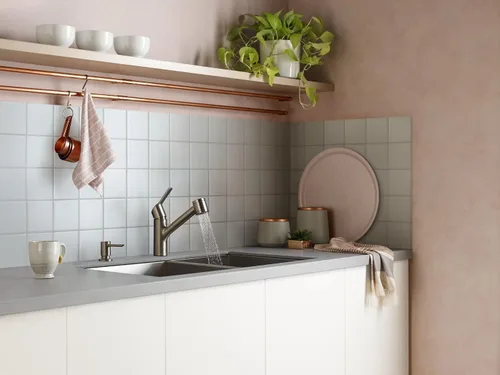 Miniatura 2 de Moen Sombra Spot Resist 87701SRS - Grifo de cocina con rociador extraíble de una sola manija de acero inoxidable con dispensador de jabón y limpieza