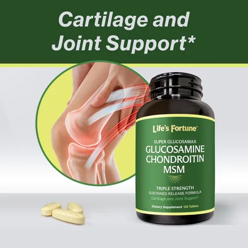 Miniatura 3 de Life's Fortune Triple Strength Glucosamax - Suplemento de glucosamina premium, condroitina y MSM de 1000 mg con vitamina C para comodidad
