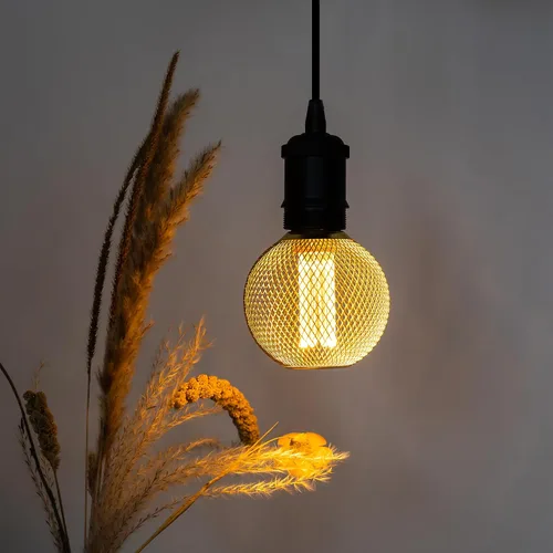 Miniatura 6 de Bombilla LED decorativa, cubierta de malla metálica dorada, base mediana E26, luces LED para lámpara de pie de dormitorio, lámpara de techo