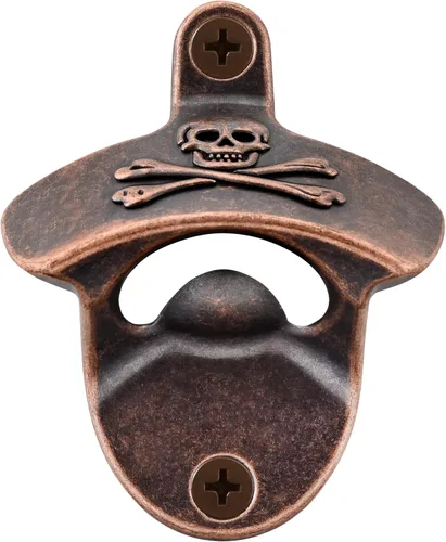 Abridor de botellas de calavera montado en la pared, a prueba de óxido, antiguo tornillo en la pared, abridor de tapas de botellas de cerveza pirata