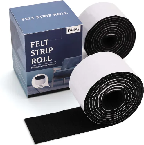 Miniatura 9 de Pllieay Paquete de 2 rollos de tiras de fieltro con respaldo adhesivo, almohadillas de fieltro para muebles de uso pesado para pisos de madera dura