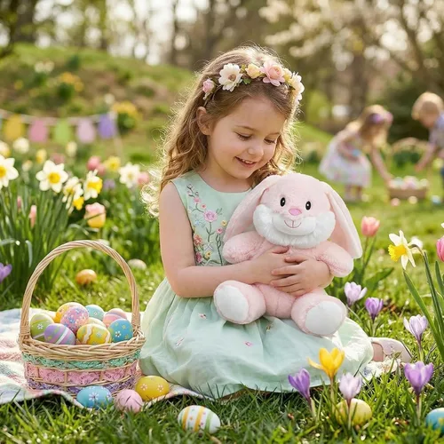 Miniatura 3 de HollyHOME Animal de peluche de conejo, juguetes de peluche de conejo de Pascua, conejo suave y tierno de peluche, regalo de Pascua para niños