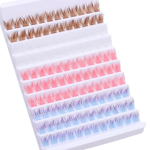 Miniatura 7 de Extensiones de pestañas postizas de colores, 140 unidades, aspecto natural, rizo D, pestañas de ojo de gato, individuales, extensiones de pestañas
