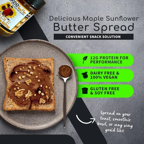 Miniatura 5 de Nakee Butter: Mantequilla vegana de girasol de arce, alta proteína diaria para untar nueces con 0.44 onzas de proteína, mezcla de refuerzo