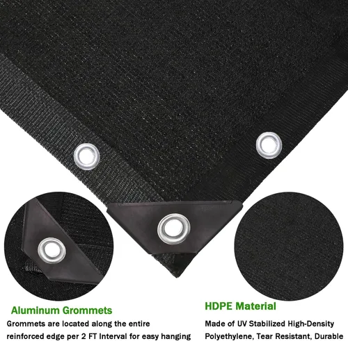 Miniatura 3 de Tela 90% negra de 6 x 12 pies, lona de malla de polietileno de alta resistencia con ojales para jardín, invernadero, pérgola, patio, piscina, Negro