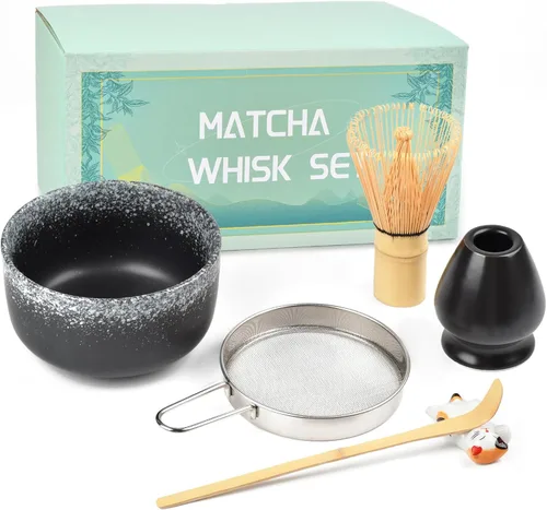 Miniatura 10 de Juego de Té Matcha, Accesorios de Matcha, Juego de Batidor de Matcha Incluye Tazón de Matcha, Batidor de Bambú para Matcha, Cuchara Medidora, Negro