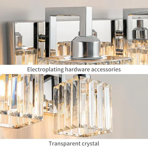 Miniatura 5 de Moderna lámpara de cristal para pared/tocador de baño, de 4 luces, color cromo Cromo torcido