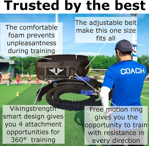 Miniatura 4 de Vikingstrength - Banda Bungee de Resistencia para Entrenamiento de Carrera de 360° (Cintura) para Velocidad, Agilidad Física, Fuerza de Velocidad
