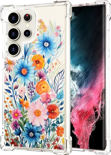 Miniatura 168 de Hungo Funda compatible con Samsung Galaxy S23 con diseño floral y bonito diseño transparente, femenino para mujeres y niñas, con hermoso clavel