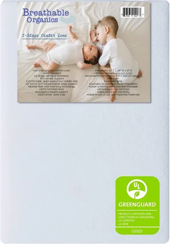 BOK Colchón transpirable para cuna Organics (cuna de lujo de 6 pulgadas)