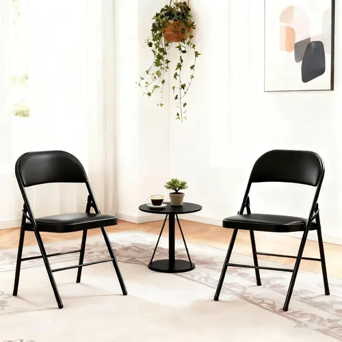 Miniatura 6 de Alpen Paquete de 4 sillas plegables, fáciles de usar y almacenar para la oficina en casa, fiestas, interiores y exteriores, acolchado de cuero