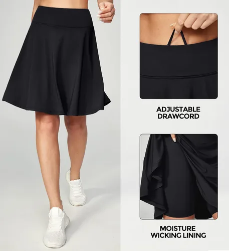 Miniatura 2 de IUGA Faldas pantalón de 20 pulgadas hasta la rodilla para mujer con bolsillos, falda de tenis de cintura alta, faldas de golf para mujer, casuales