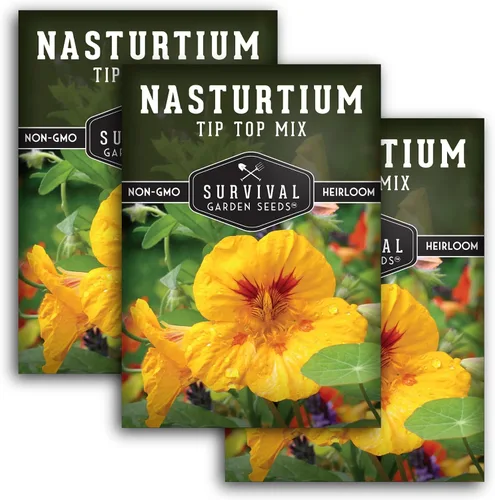 Miniatura 11 de Tip Top Mix - Semillas de capuchina para plantar al aire libre, variedad de flores comestibles y plantas complementarias, semillas sin OMG
