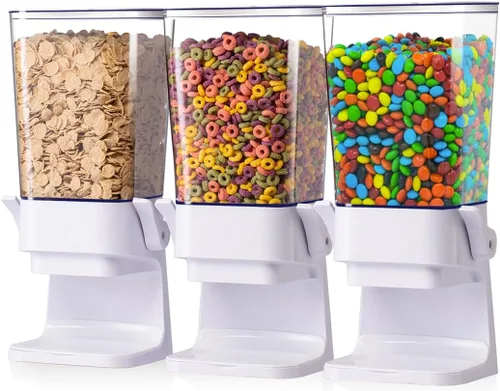Miniatura 8 de Dispensador de cereales de 5L para encimera con tapas, contenedores de organización y almacenamiento para cocina y despensa, dispensador de arroz
