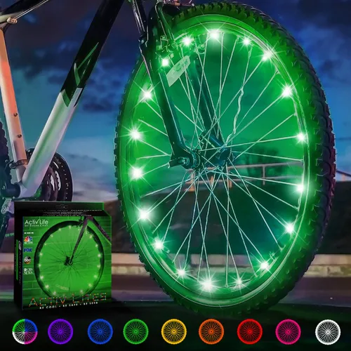Miniatura 17 de Activ Life Luces LED para rueda de bicicleta con pilas incluidas. Obtén 100% más brillantes y visibles desde todos los ángulos para la máxima