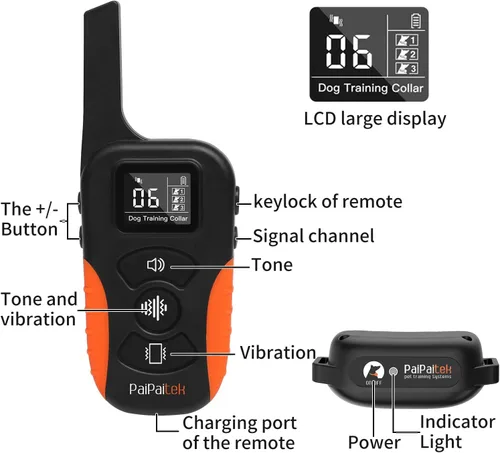 Miniatura 7 de Collar de Entrenamiento para Perros sin Choque con Control Remoto de 1005.84 m de Rango, Collar de Perros con Fuerte Vibración, Solo Pitido