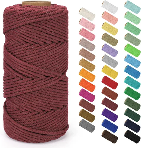 Miniatura 64 de Cordón de macramé de 0.079 in x 380 yardas (1140 pies), cuerda de algodón natural para colgar en la pared, ganchos de plantas, manualidades, Beige