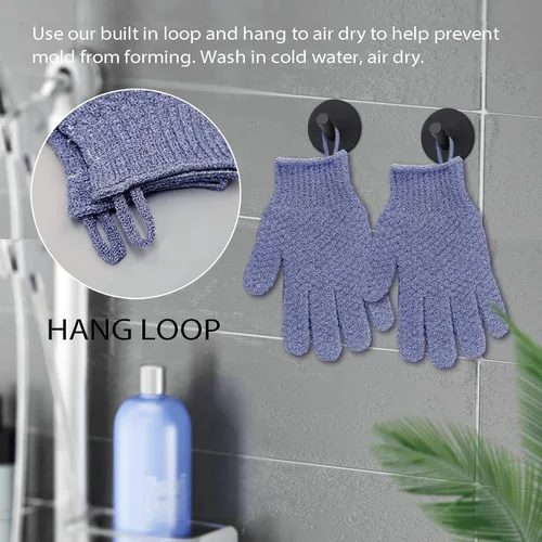 Miniatura 4 de Evridwear Guantes de baño exfoliantes de doble textura para ducha, spa, masaje y exfoliaciones corporales, removedor de células muertas de la piel