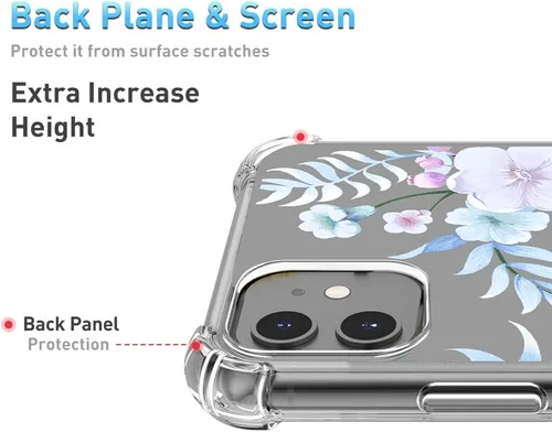 Miniatura 6 de Funda para iPhone 11 con protector de pantalla, diseño floral transparente para mujer, a prueba de golpes, suave, 6.1 pulgadas (hibisco)