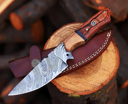 Miniatura 30 de Cuchillos de Damasco Hechos a Mano Personalizados de Acero de Damasco Cuchillo de Caza para Desollar, Camping, Exterior - Cuchillos de Caza de Hoja
