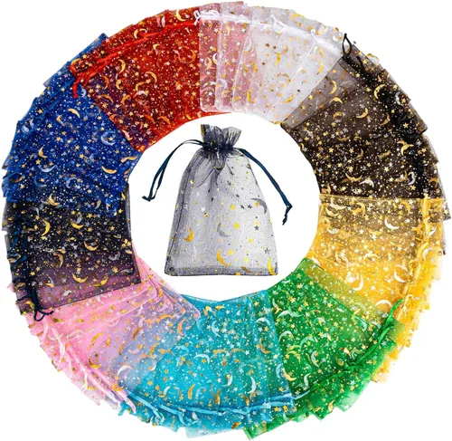 Miniatura 8 de Sukh 100 bolsas de organza de 5''x7'' - Bolsas de malla transparente blanca con cordón para joyas, jabón, frutas, dulces, pequeñas bolsas de regalo