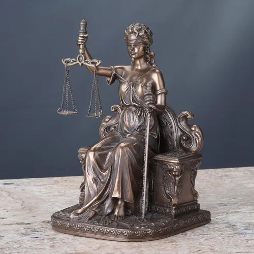 Miniatura 5 de Señora Justicia sentada con escamas y espada estatua Le Justica