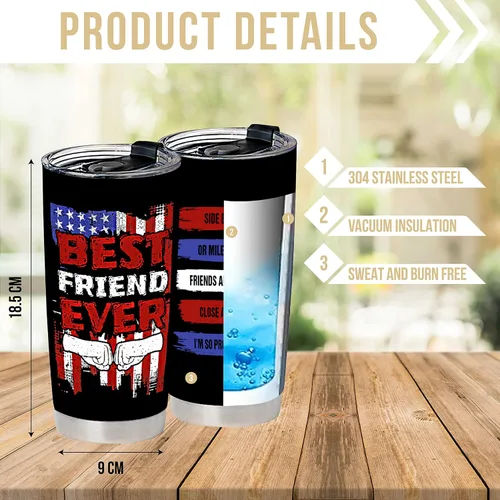Miniatura 3 de Regalo para un amigo – Vaso de acero inoxidable con la bandera estadounidense de 20 onzas para hombres – Regalo de cumpleaños para hombres – Regalos