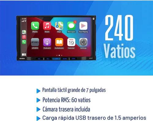 Miniatura 3 de JENSEN J1CA7-BUC Apple CarPlay Android Auto certificado de 7 pulgadas Radio estéreo de coche con pantalla táctil doble DIN Llamadas manos libres