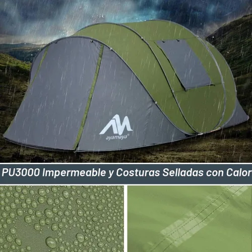 Miniatura 5 de 6 Person Easy Pop Up Tents for Camping - AYAMAYA Double Layer Waterproof Instant Tent with Vestibule & Porch, Large Size Family Tent Automatic Setup