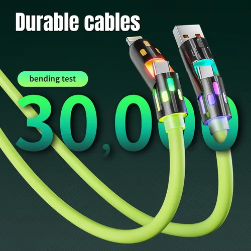 Miniatura 5 de Cable USB C a Lightning, cable de carga 4 en 1 de 240 W, 5 pies, cable de carga múltiple USB A/C a C/Lightning con luz para iPhone 16/15/14/13
