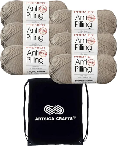 Miniatura 29 de Premier Yarns Everyday Anti-Pelusa Hilo Sólido Verde Pino DN100-8 (6-Madejas - Mismo Lote de Tinta) #4 Peso Estambre Acrílico para Tejer