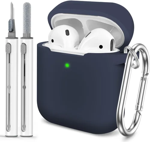 Miniatura 20 de Funda Protectora para AirPods 1/2, viene con kit de limpieza, funda protectora de silicona suave con hebilla, compatible con estuche de carga