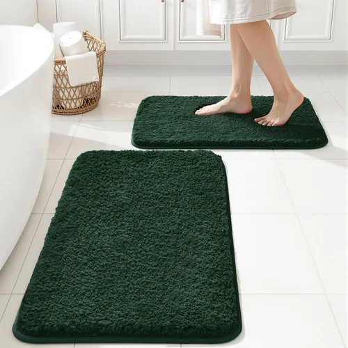 Miniatura 77 de MIULEE Juego de 2 alfombras de baño antideslizantes peludas extra gruesas y suaves, alfombrillas de baño de microfibra suave absorbente de agua