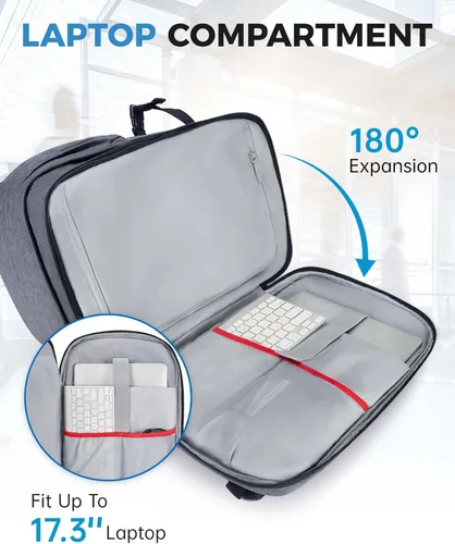 Miniatura 3 de BAGSMART Mochila para cámara, bolsas expandibles para cámara DSLR SLR para fotógrafos, mochila de viaje para fotografía con compartimento para Gris