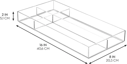 Miniatura 3 de Organizador Clarity de InterDesign para tocador, adecuado para cosméticos y productos de belleza, 8 x 12 x 2 pulgadas, transparente