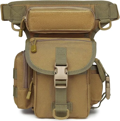 Bolsa táctica de la pierna de la caída del muslo paquete militar de la cintura para la motocicleta Racing Bike Ciclismo senderismo equitación Marrón