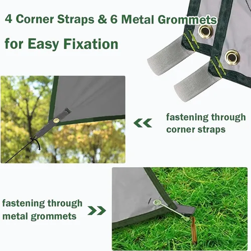 Miniatura 5 de AYAMAYA Tent Footprint, PU 3000 Waterproof Tent Ground Cloth Large Size for 2-8 Person Family Camping Tents Ground Sheet Mat with 6 Tent Stakes for