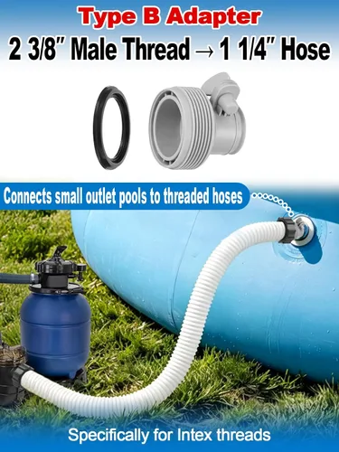 Miniatura 3 de PAMASE Adaptador de manguera de piscina A - Conector de conversión para mangueras de 1.5 y 1.25 pulgadas con juntas de abrazadera, piezas