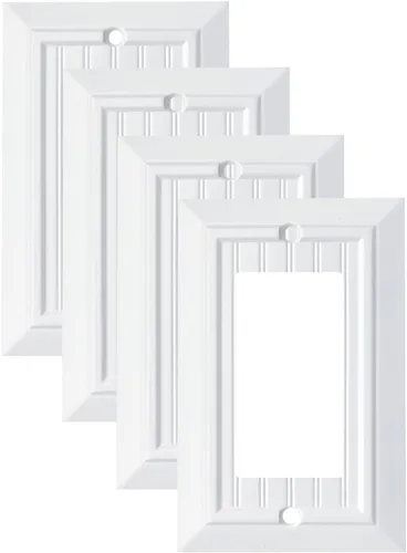 Miniatura 6 de Placas de pared clásicas de panel blanco puro, cubiertas de interruptor de luz, cubiertas de enchufes eléctricos, placas de interruptor de varias