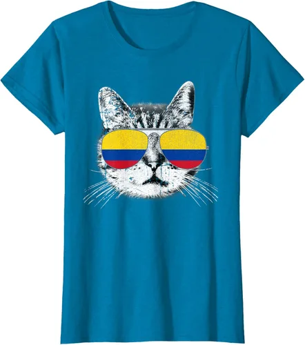 Miniatura 87 de Camisa de bandera de Colombia, orgullo colombiano, gato, hombres, mujeres, niños, camiseta de regalo