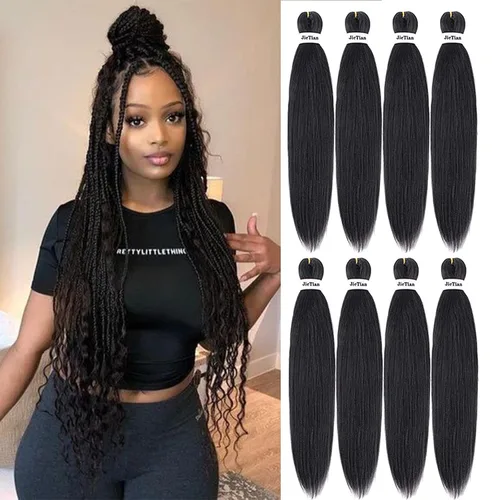 Miniatura 32 de Liang Dian Cabello Trenzado Preestirado Ombre de 12 Pulgadas, 8 Paquetes de Trenzas de Ganchillo Sintéticas, Ajuste con Agua Caliente, Extensiones