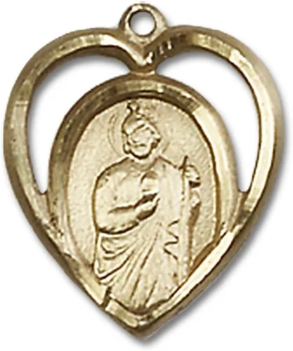 Miniatura 2 de Bonyak Jewelry Saint Medal Collection Colgante de San Judas relleno de oro de 5/8 x 1/2 pulgadas con cadena de bordillo Lite rellena de oro, Metal