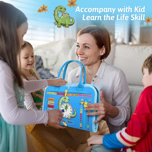 Miniatura 6 de Juguetes Montessori de tablero ocupado para niños pequeños, libro sensorial ocupado para niños pequeños de 1 a 3 años, actividad de aprendizaje