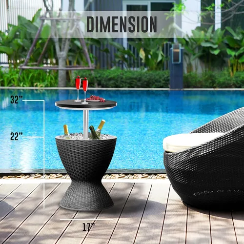 Miniatura 2 de SereneLife Mesa de Bar Fresca para Exteriores, Enfriador de Cerveza y Vino de 7.5 Galones, Muebles de Patio y Mesa Auxiliar para Jacuzzi, Enfriador